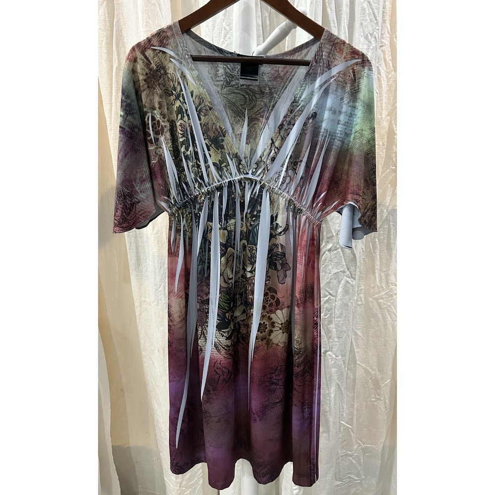 Y2K Vintage Dress Womens M 90s Fairy Grunge Butterfly Whimsigoth Purple Tattoo